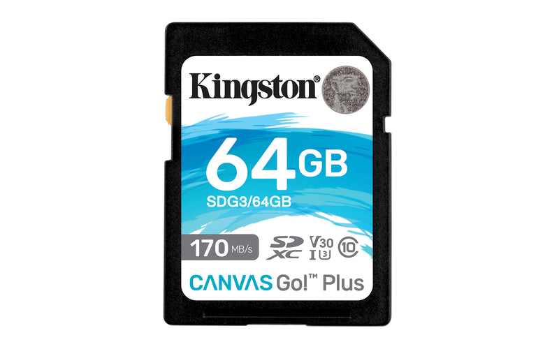 SDG3/64GB - Cartão de memória padrão SD de 64GB Canvas Go Plus (Leitura = 170MB/s) Classe 10 U3 V30