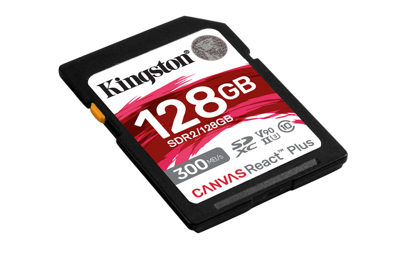 SDR2/128GB - Cartão de memória de 128GB padrão SD Canvas React Plus - UHS-II U3 V90 (L=300MB/s; G=260MB/s) p/ uso Full HD 4K/8K