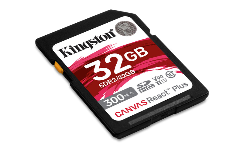 SDR2/32GB - Cartão de memória de 32GB padrão SD Canvas React Plus - UHS-II U3 V90 (L=300MB/s; G=260MB/s) p/ uso Full HD 4K/8K