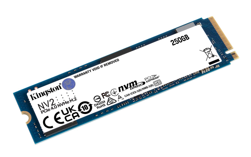 SNV2S/250G - SSD de 250GB padrão NV2 formato M.2 2280 NVMe 4.0 ultra rápido (Leitura/Gravação: 3000/1300 MB/seg).