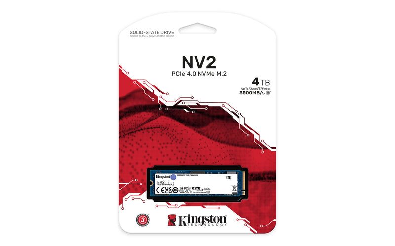 SNV2S/4000G - SSD de 4TB padrão NV2 formato M.2 2280 NVMe 4.0 ultra rápido (Leitura/Gravação: 3500/2800 MB/seg).